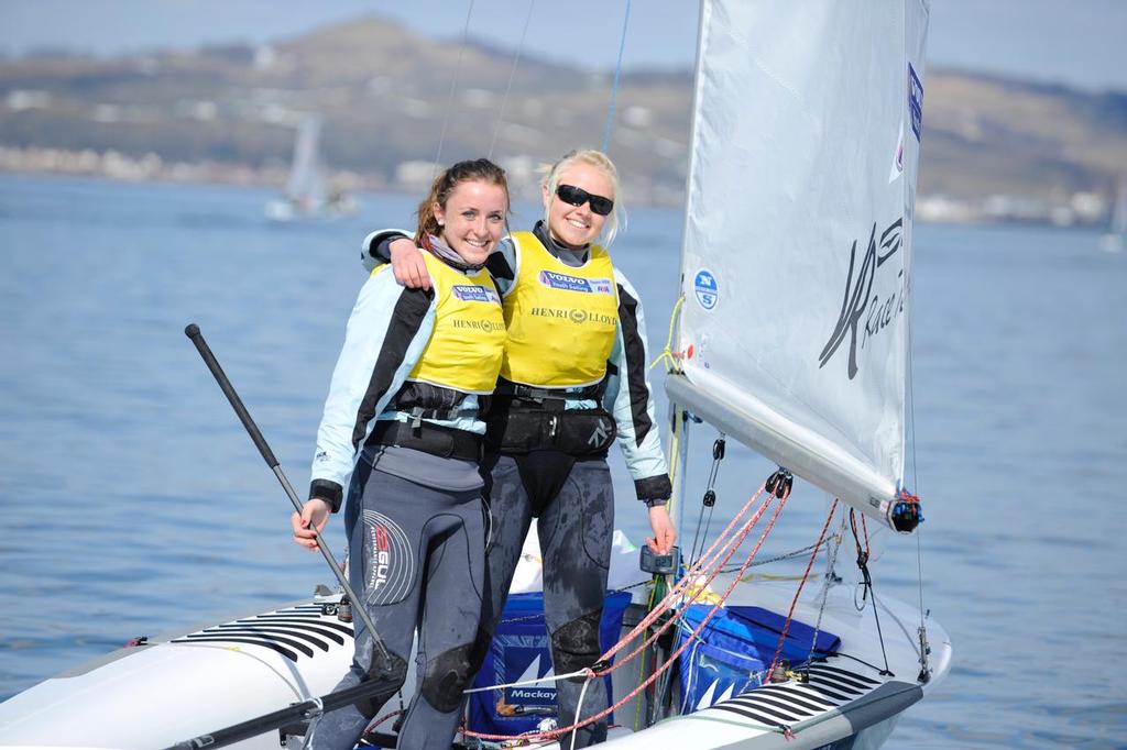 Winners of Each Class, 420 Girls,54853, Annabel CATTERMOLE, Bryony BENNETT-LLOYD, Welwyn Garden City SC<br />
Day 5, RYA Youth National Championships 2013 held at Largs Sailing Club, Scotland from the 31st March - 5th April. <br />
 ©  Marc Turner /RYA http://marcturner.photoshelter.com/